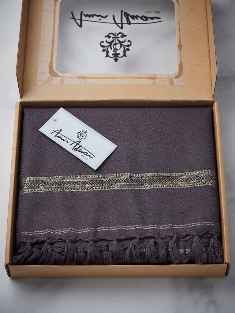 Amir Adnan Charcoal Grey Color Wool Shawl