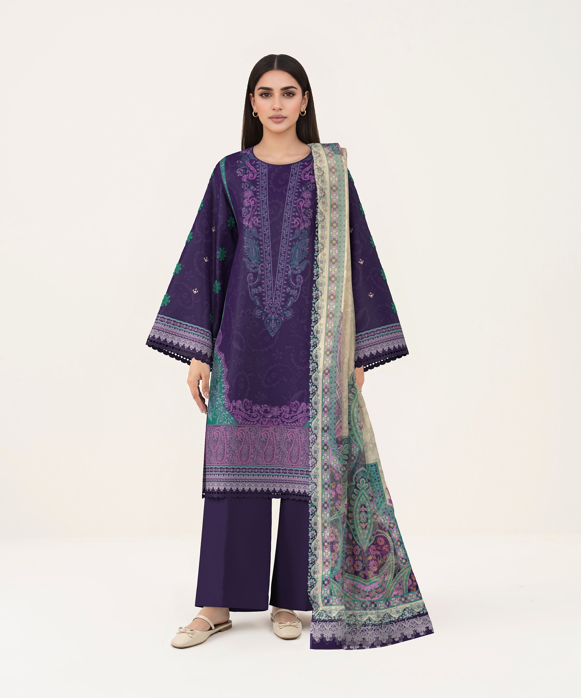Sapphire Embroidered Lawn Unstitched 3 Piece