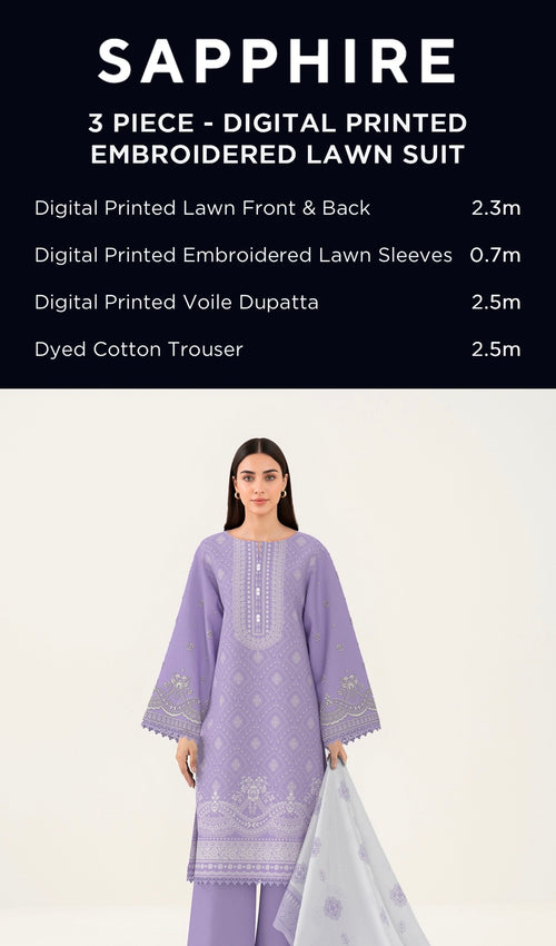 Sapphire Embroidered Lawn Unstitched 3 Piece