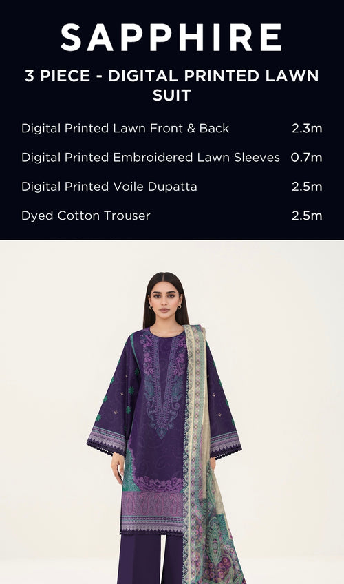 Sapphire Embroidered Lawn Unstitched 3 Piece