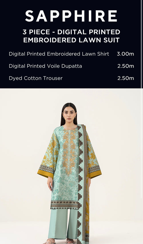 Sapphire Embroidered Lawn Unstitched 3 Piece