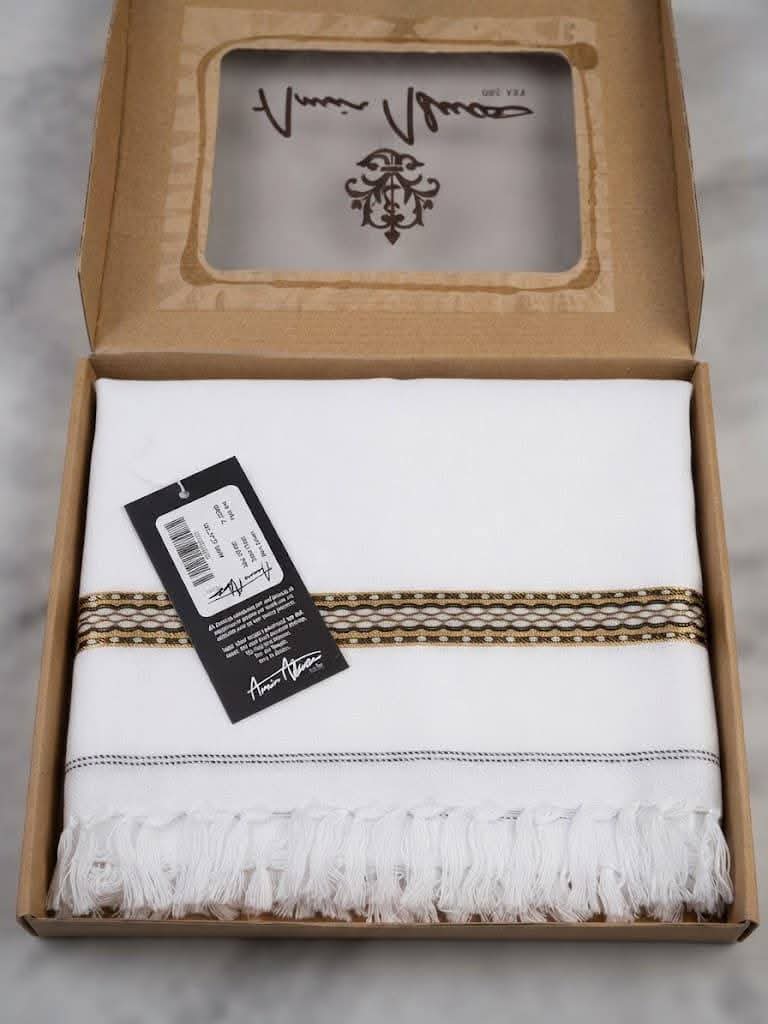 Amir Adnan White Wool Shawl