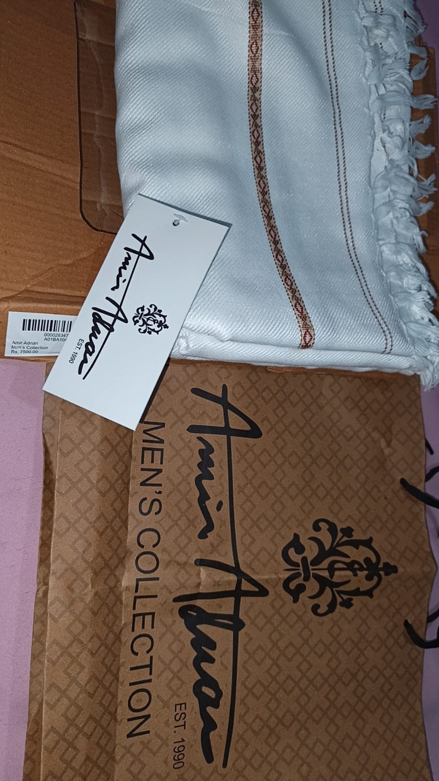 Amir Adnan White Wool Shawl